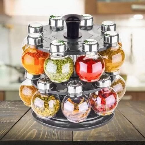 Multipurpose Plastic Big Revolving Spice Rack 16 in 1